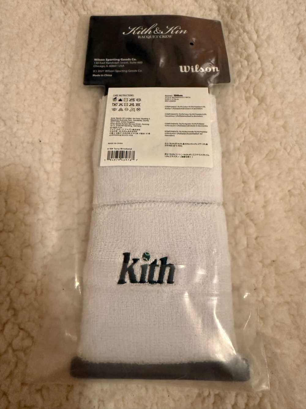 Kith X Wilson White Terry Cloth Tennis Wristbands Embroidered New Deadstock